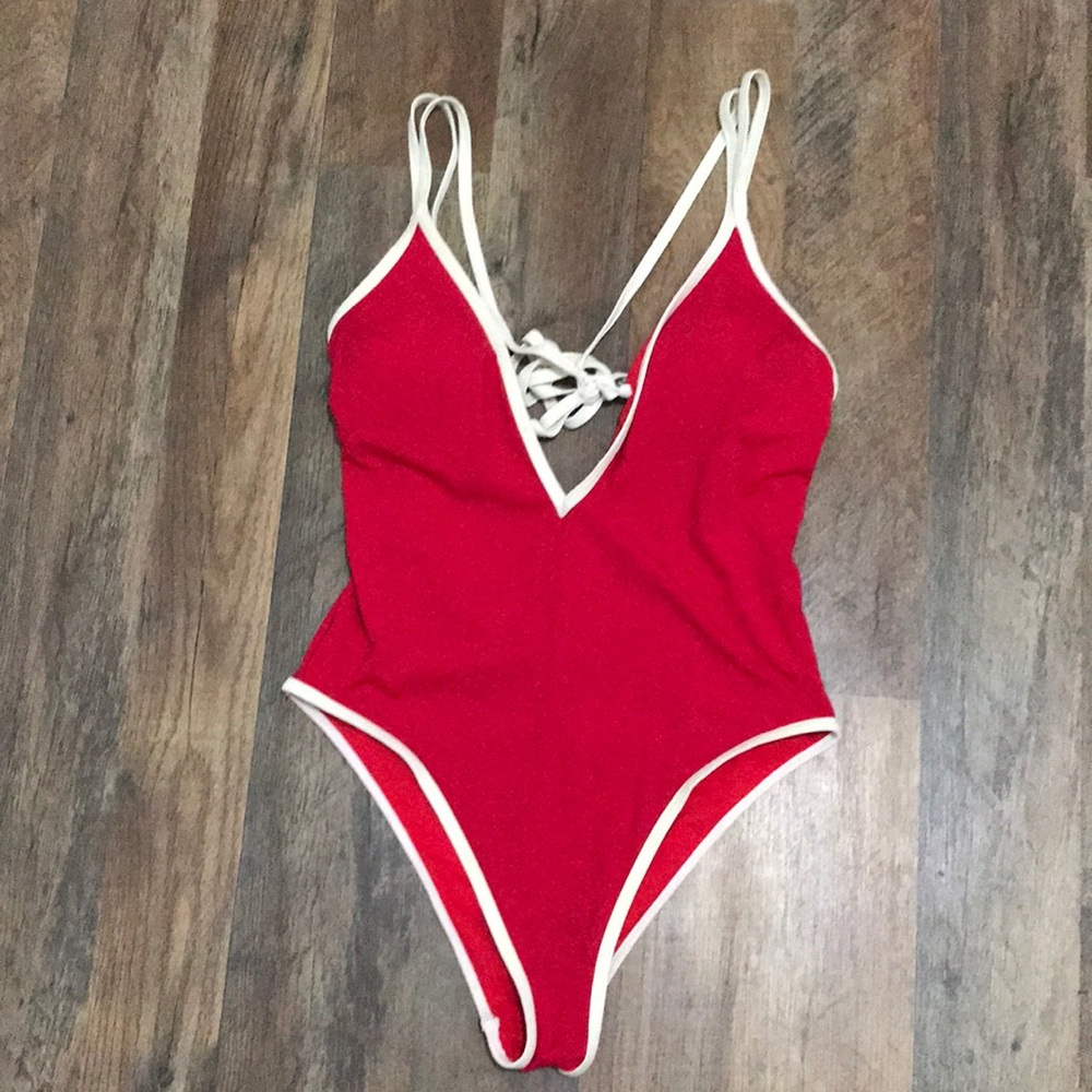 Red one piece swimsuit